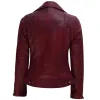 Kimberley Womens Maroon Asymmetrical Leather Biker Jacket Kimberley Womens Maroon Asymmetrical Leather Biker Jacket