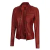 Womens Rider Maroon Leather Jacket Womens Rider Maroon Leather Jacket