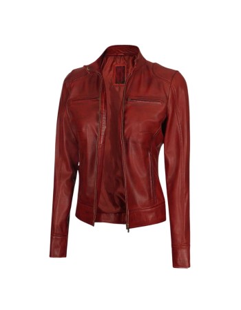 Womens Rider Maroon Leather Jacket Womens Rider Maroon Leather Jacket