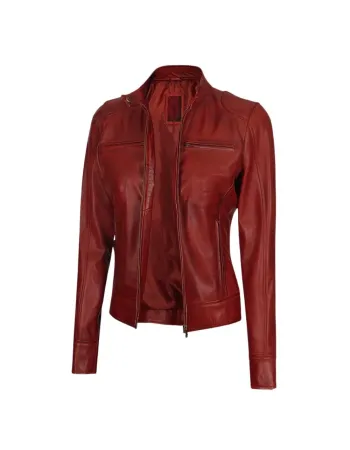 Womens Rider Maroon Leather Jacket Womens Rider Maroon Leather Jacket