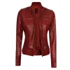 Womens Rider Maroon Leather Jacket Womens Rider Maroon Leather Jacket