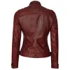 Women's Maroon Real Leather Motorcycle Jacket
