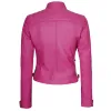 Womens Pink Real Leather Motorcycle Jacket Womens Pink Real Leather Motorcycle Jacket