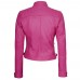 Womens Pink Real Leather Motorcycle Jacket