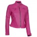 Womens Pink Real Leather Motorcycle Jacket