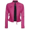 Womens Pink Real Leather Motorcycle Jacket Womens Pink Real Leather Motorcycle Jacket