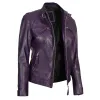 Womens Real Leather Purple Motorcycle Jacket Womens Real Leather Purple Motorcycle Jacket