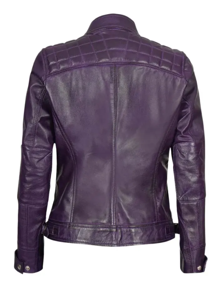Womens Real Leather Purple Motorcycle Jacket Womens Real Leather Purple Motorcycle Jacket