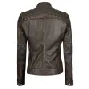Womens Quilted Dark Brown Leather Motorcycle Jacket