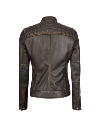 Womens Quilted Dark Brown Leather Motorcycle Jacket Womens Quilted Dark Brown Leather Motorcycle Jacket
