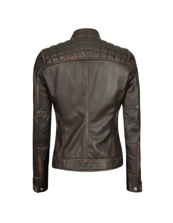 Womens Quilted Dark Brown Leather Motorcycle Jacket Womens Quilted Dark Brown Leather Motorcycle Jacket