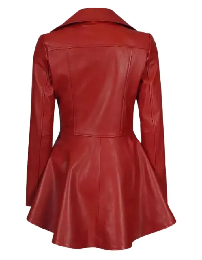 Women's Red Peplum Leather Jacket