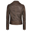 Womens Rub-Off Dark Brown Asymmetrical Padded Leather Jacket Womens Rub-Off Dark Brown Asymmetrical Padded Leather Jacket
