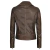 Womens Rub-Off Dark Brown Asymmetrical Padded Leather Jacket Womens Rub-Off Dark Brown Asymmetrical Padded Leather Jacket