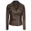 Womens Rub-Off Dark Brown Asymmetrical Padded Leather Jacket
