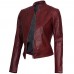 Womens Cafe Racer Slim Fit Maroon Leather Jacket