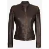 Womens Slim-Fit Vintage Dark Brown Distressed Leather Jacket Womens Slim-Fit Vintage Dark Brown Distressed Leather Jacket