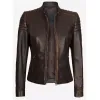 Womens Slim-Fit Vintage Dark Brown Distressed Leather Jacket Womens Slim-Fit Vintage Dark Brown Distressed Leather Jacket