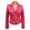 Womens Studded Pink Biker Leather Jacket