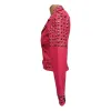 Womens Studded Pink Biker Leather Jacket