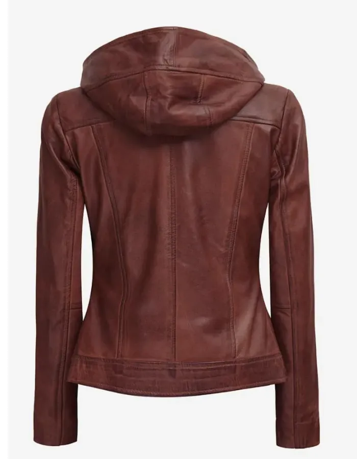 Womens Top Notch Asymmetrical Brown Moto Leather Jacket
