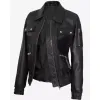 Womens Trucker Black Bomber Leather Jacket