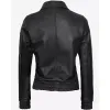 Womens Trucker Black Bomber Leather Jacket