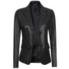 Women's Two Button Black Leather Blazer