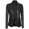 Women's Two Button Black Leather Blazer Women's Two Button Black Leather Blazer