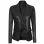 Women's Two Button Black Leather Blazer