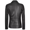 Women's Two Button Black Leather Blazer