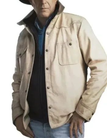 YELLOWSTONE KEVIN COSTNER (JOHN DUTTON) WHITE COTTON JACKET
