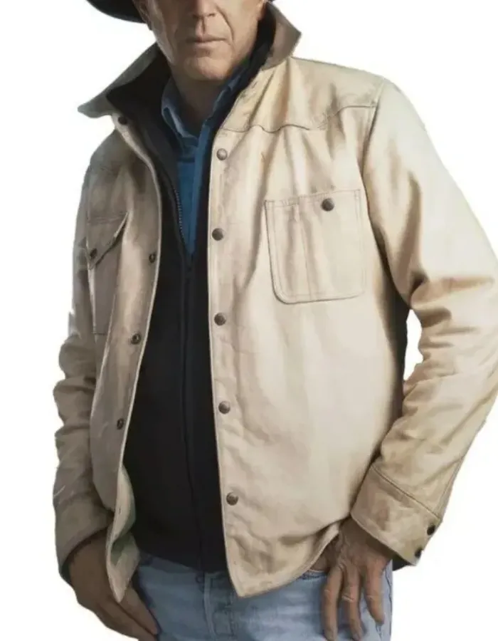 YELLOWSTONE KEVIN COSTNER (JOHN DUTTON) WHITE COTTON JACKET YELLOWSTONE KEVIN COSTNER (JOHN DUTTON) WHITE COTTON JACKET
