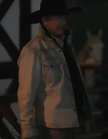 YELLOWSTONE KEVIN COSTNER (JOHN DUTTON) WHITE COTTON JACKET