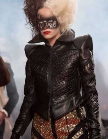 CRUELLA EMMA STONE BLACK LEATHER JACKET