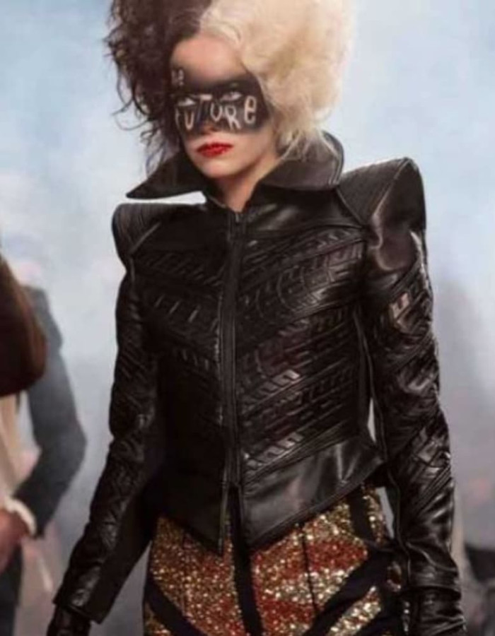 CRUELLA EMMA STONE BLACK LEATHER JACKET CRUELLA EMMA STONE BLACK LEATHER JACKET