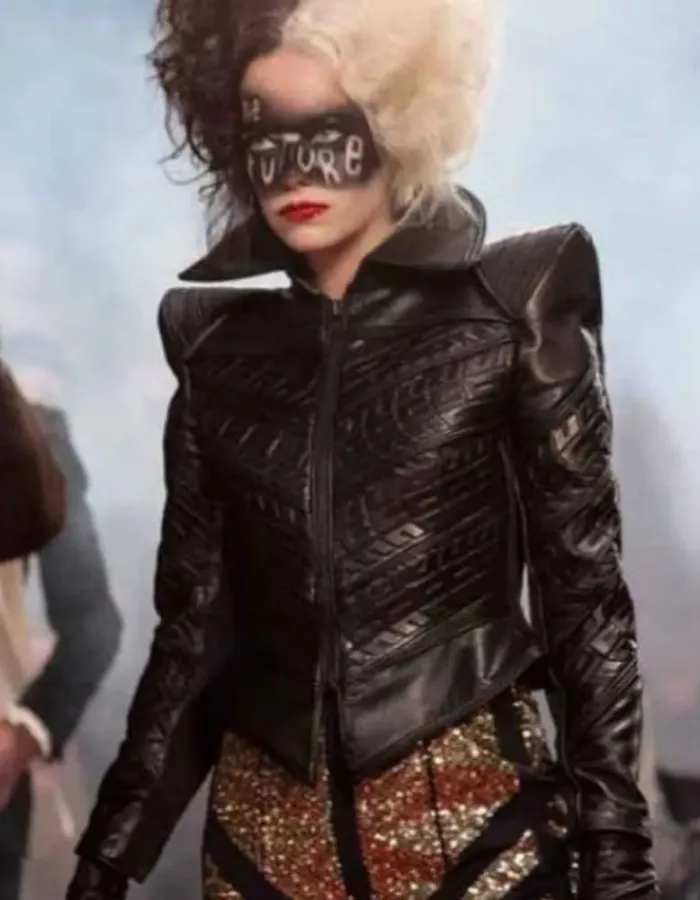 CRUELLA EMMA STONE BLACK LEATHER JACKET CRUELLA EMMA STONE BLACK LEATHER JACKET