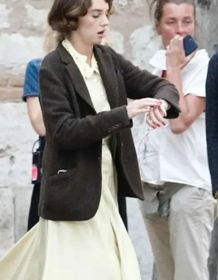 Asteroid City Maya Hawke Brown Wool Blazer