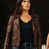 Scream 2022 Neve Campbell (Sidney Prescott) Brown Leather Jacket