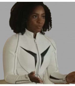 The Marvels 2023 Teyonah Parris (Monica Rambeau) White Leather Jacket