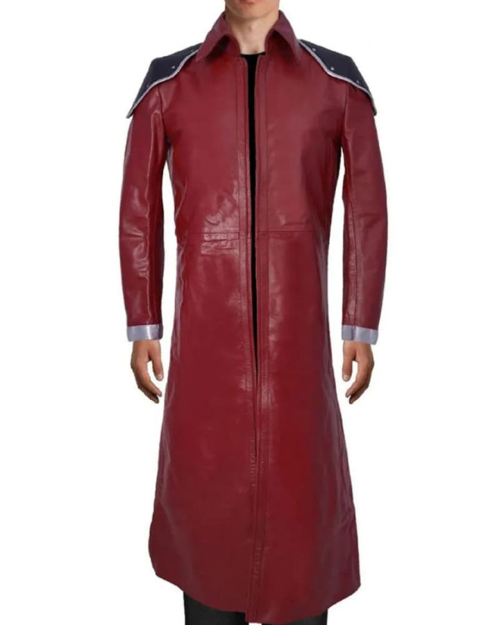 FFVII Genesis Rhapsodos Burgundy Leather Coat