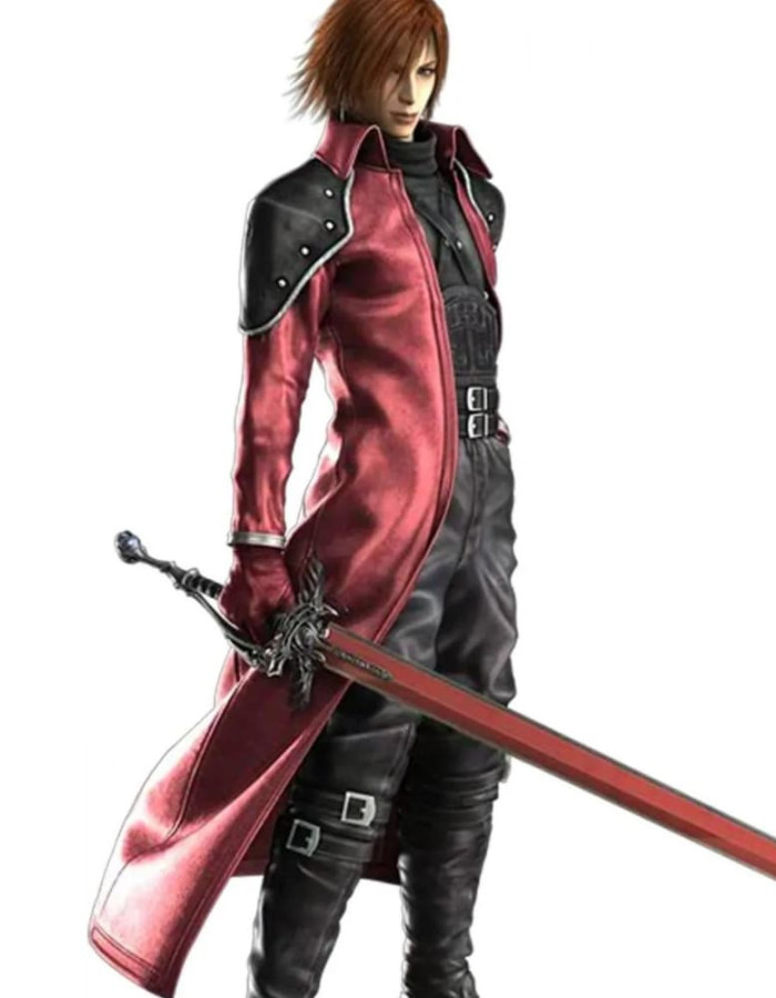 FFVII Genesis Rhapsodos Burgundy Leather Coat