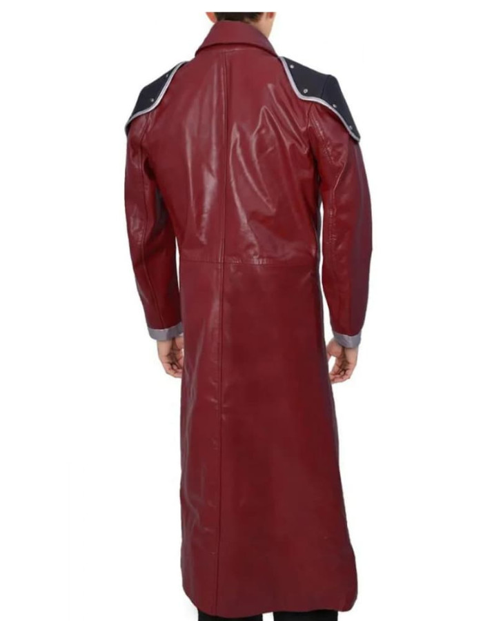 FFVII Genesis Rhapsodos Burgundy Leather Coat