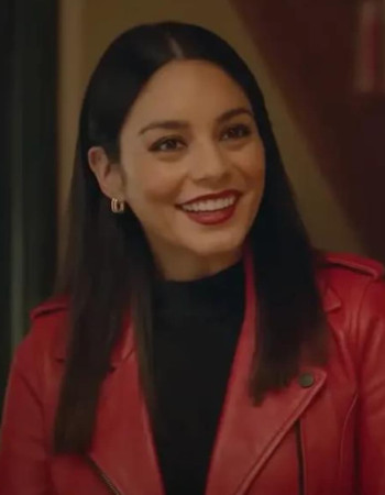 French Girl 2024 Ruby Collins Red Biker Leather Jacket