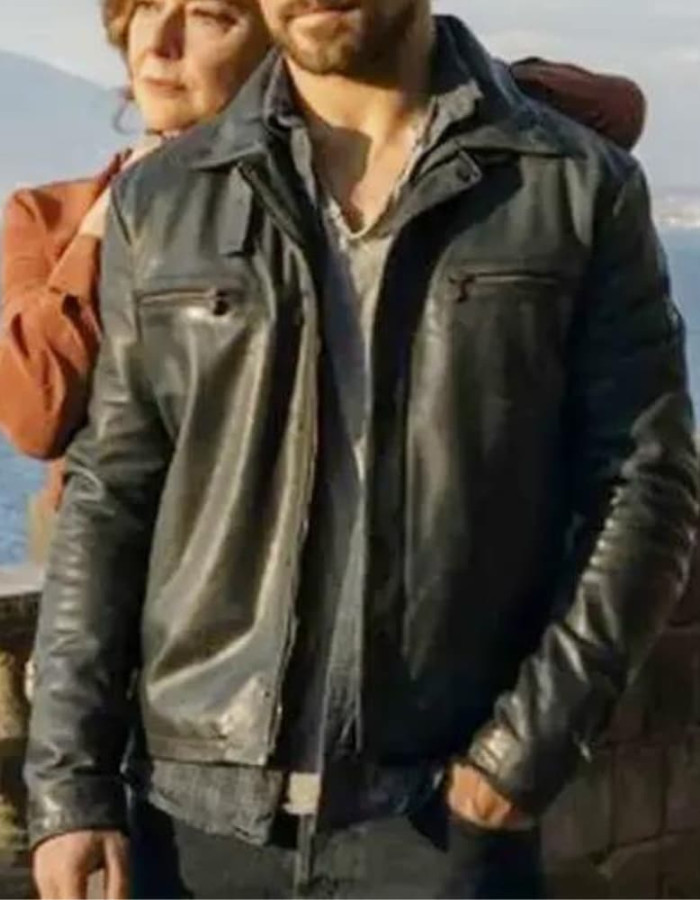 Inganno 2024 Giacomo Gianniotti Black Leather Jacket