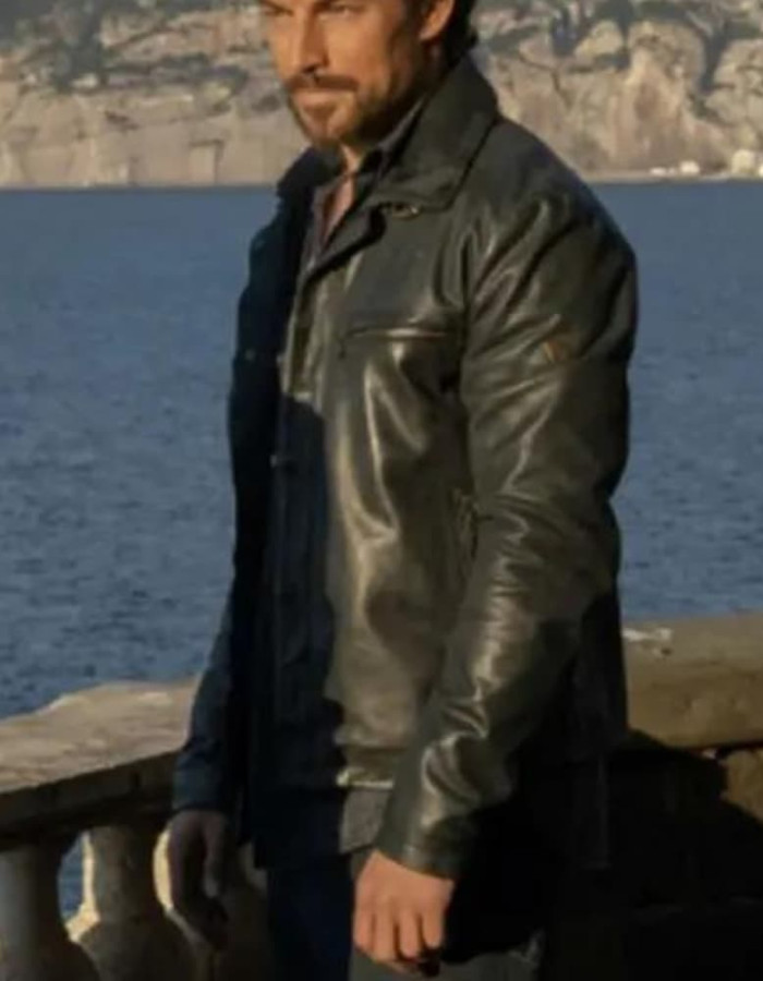 Inganno 2024 Giacomo Gianniotti Black Leather Jacket