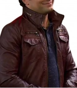 Young & Hungry Jonathan Sadowski Burgundy Leather Jacket