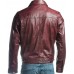 Men's Burgundy Trucker Leather Jacket