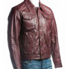 Men's Burgundy Trucker Leather Jacket Men's Burgundy Trucker Leather Jacket