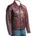 Men's Burgundy Trucker Leather Jacket